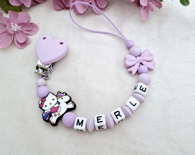 Schnullerkette Hello Kitty Lila Einhorn Mädchen Baby Geschenk