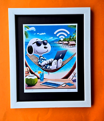   AIDAN FLUX | Hand Signed Print Framed LtdEd of 69 COA SNOOPY DIGITAL NOMAD