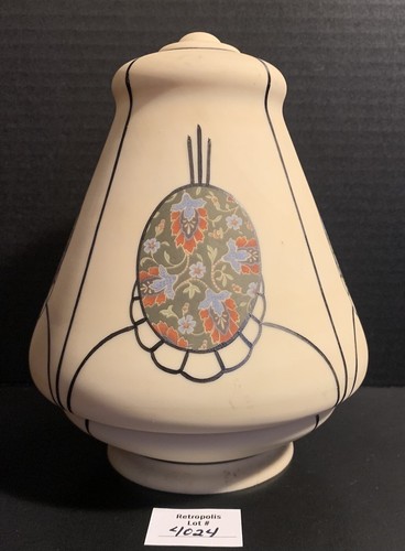 Art Deco Vintage Satin Glass Acorn Shaped Light Globe Shade Floral - Picture 8 of 17