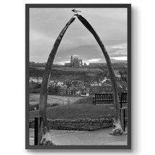 Whitby Whale Bone Black & White A4 - A3 Scenic Sunset Beach Coastal Art Picture