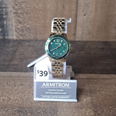 Armitron Womens Green Round Dress Watch, Gold Tone (75  display picture 1