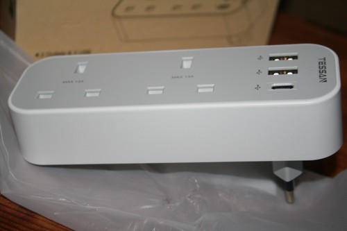 EXTENSION PLUG SOCKET WITH 3 USB, TESSAN 3 WAY PLUG ADAPTER UK WITH USB C CHARGE - 第 10/14 張圖片