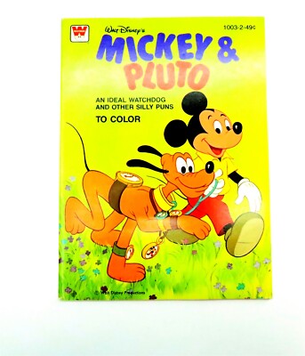Vintage NEW 1979 Disney MICKEY & PLUTO Whitman Coloring Book UNUSED NOS 1003-2