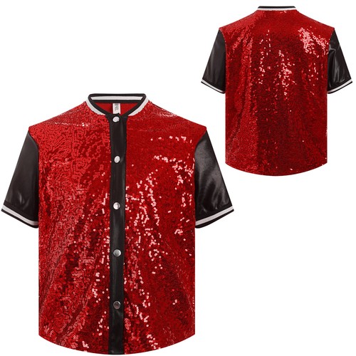 Kids T-shirt Sequins Tops Performance Top Dance Shirts Short Sleeve Uniform - Picture 30 of 114