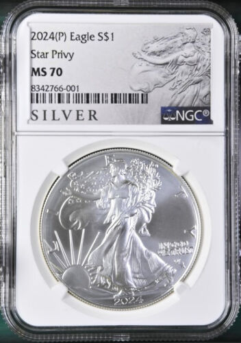 2024 p silver eagle with star privy ngc ms70 als label