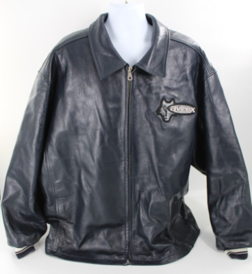 VTG Avirex Wolf Face Blue Leather Jacket Men's 4XL 90's Hip Hop