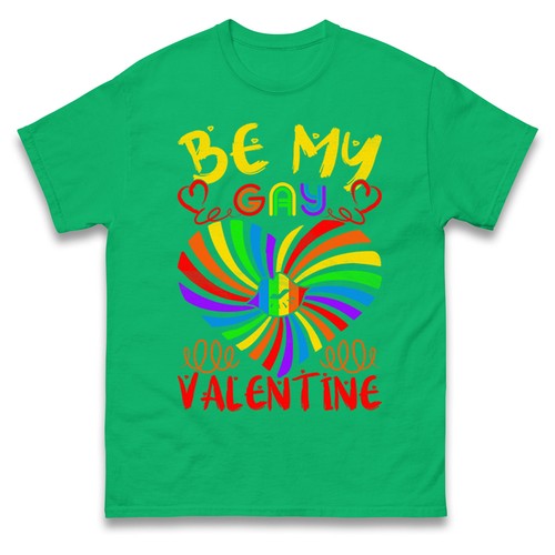 Be my valentine LGBTQ T Shirt,Happy Valentine’s Day Gay Gift Top - Picture 6 of 8