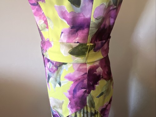 Badgley Mischka dress Size 4 Green/purple color floral patterns asymmetrical - Picture 13 of 14