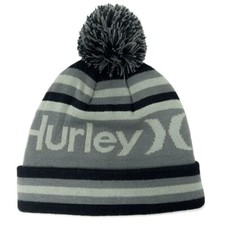 NEW HURLEY RAGLAND POM BEANIE MEN'S Black Gray One Size New With Tag