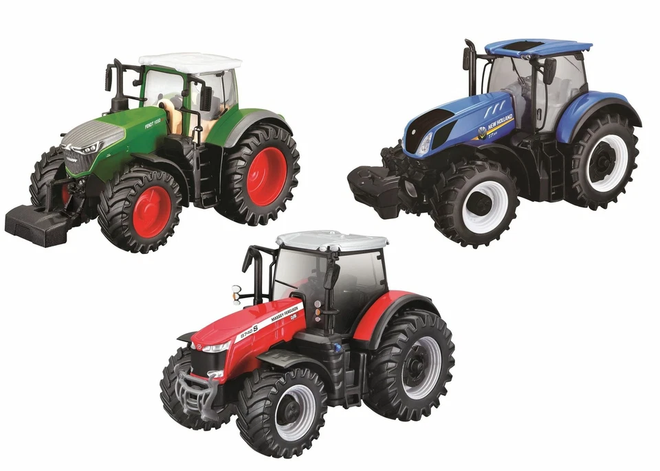 Bburago Farm Traktor mit Schwungrad Antrieb 10cm Maßstab 1:43 Trecker Modell