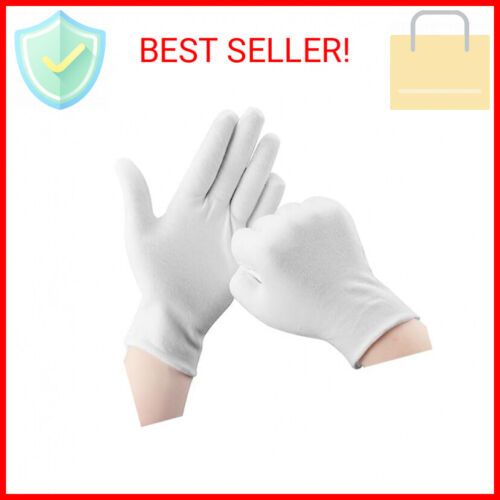 Cotton Gloves, 30 Pcs White Cotton Gloves for Dry Hands Moisturizing Eczema, Was