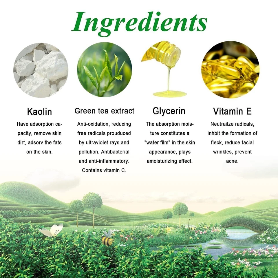 Máscara de arcilla purificadora de té verde barra limpieza facial removedor de acné-elige Foto 3 de 4