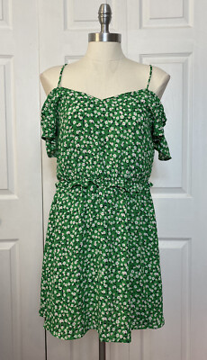 Jessica Simpson Size Small Green Floral Mini Dress Off Shoulder Adjustable  Strap | eBay