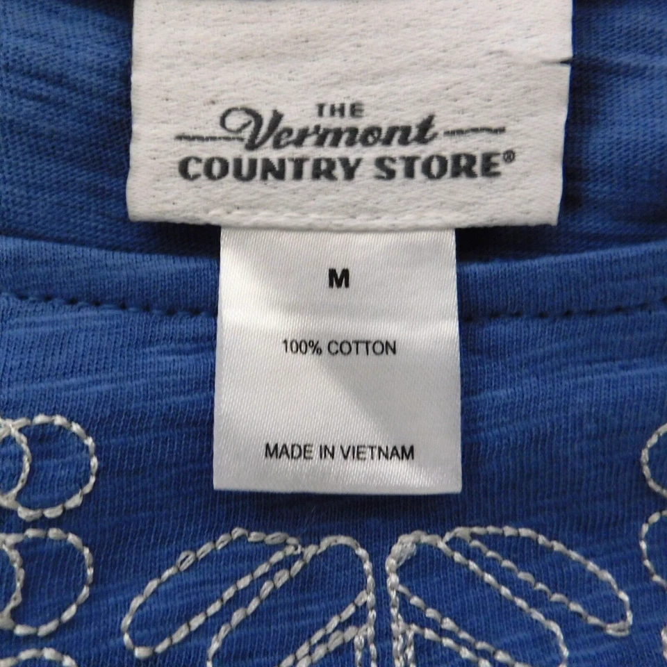 NEW Womens T shirt Dress Embroidery Blue White Short Sleeve Pockets Medium Boho - Image 3 of 4