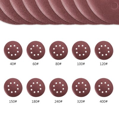5 Zoll 8 Loch Schleifscheiben 125 mm Pads 60-400 Mix Schwingschleifer Haken Schleife Schleifpapier