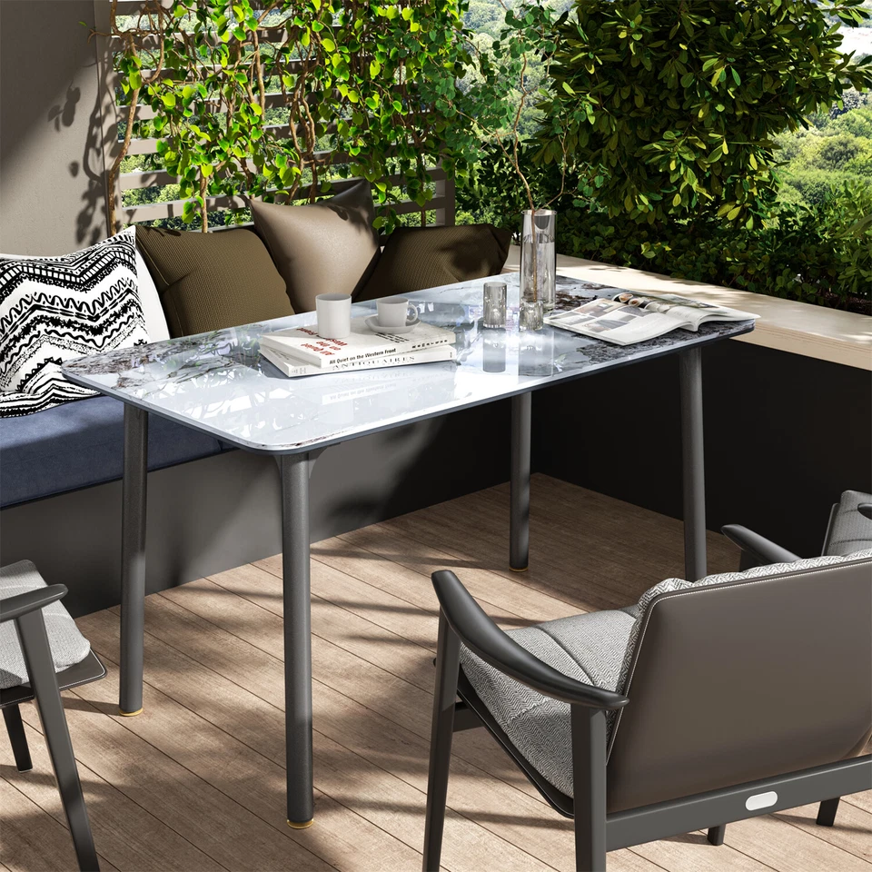 Ink Texture Sintered Stone Glass Top Kitchen Dining Table Rectangle  Slate Table - Image 3 of 4