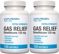 Puregen Gas Relief Simethicone 125 mg 120 Softgels 2Pk