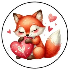 FOX WITH HEART ENVELOPE SEALS LABELS STICKERS PARTY FAVORS