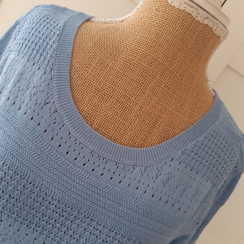 Maglione maglione donna Linea Tesini blu lavorato a maglia scollo a scoop taglia 18 NUOVO DI ZECCA - Foto 2 di 5