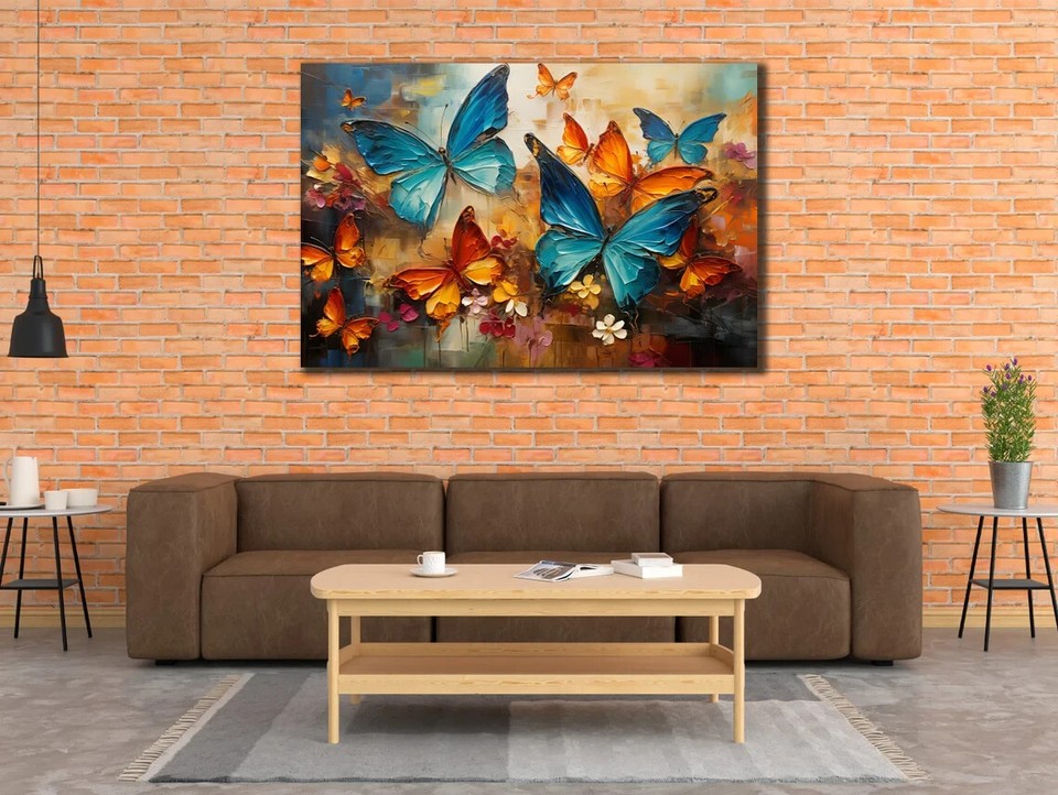 Butterfly Abstract Colorful Oil Paint Wall Art Canvas Unframed Print