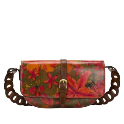 #Patricia Nash Vilette Leather Chain Shoulder Bag Floral Oil Paint - $199 RETAIL