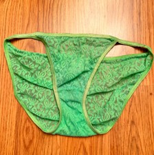 Lime Green Lace Mesh String Bikini Panties Vintage Sz M St Eve