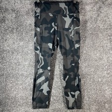 Athleta Leggings Womens Small Black Grey Camo 7/8 Length Contender Zip Pockets