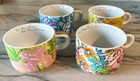 Lilly Pulitzer Target 4 Stackable Coffee Espresso Cups Gold Tone Caddy Stand