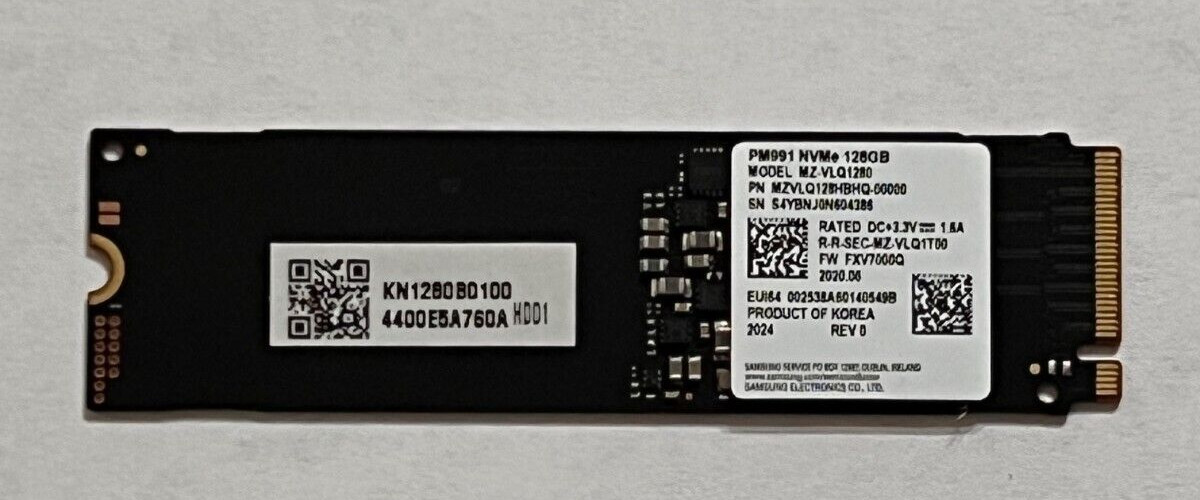 【中古】Samsung PM991 NVMe M.2 SSD SAMSUNG 128GB SSD PM991 NVME PCIe 3.0 M.2 2280 MZVLQ128HBHQ