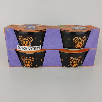Set of 4 Disney Halloween Mickey Mouse Ceramic Ramekins Pumpkins Jack O' Lantern