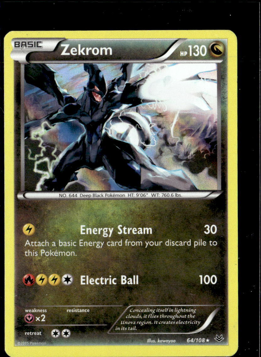 Pokemon Zekrom 64/108 Roaring Skies Holo Rare 2 Card Lot