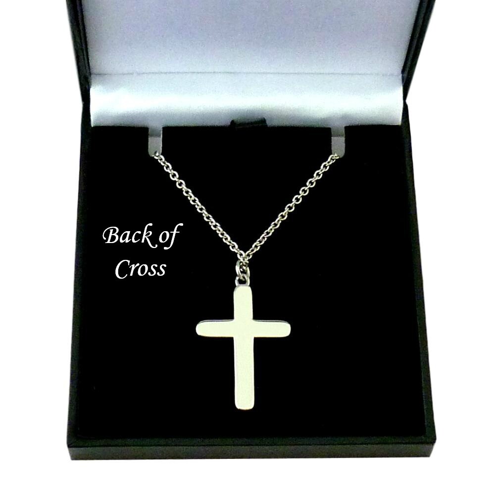 Cool Cross Necklace For Him - Stainless Steel Gift For Grandson, Son, Dad | Pull Out Gift Box For Graduation, Birthday, Father's Day - View #8