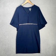 Adriana Papell Dress 6 Blue Formal layered tiered Capelet Mother of Bride