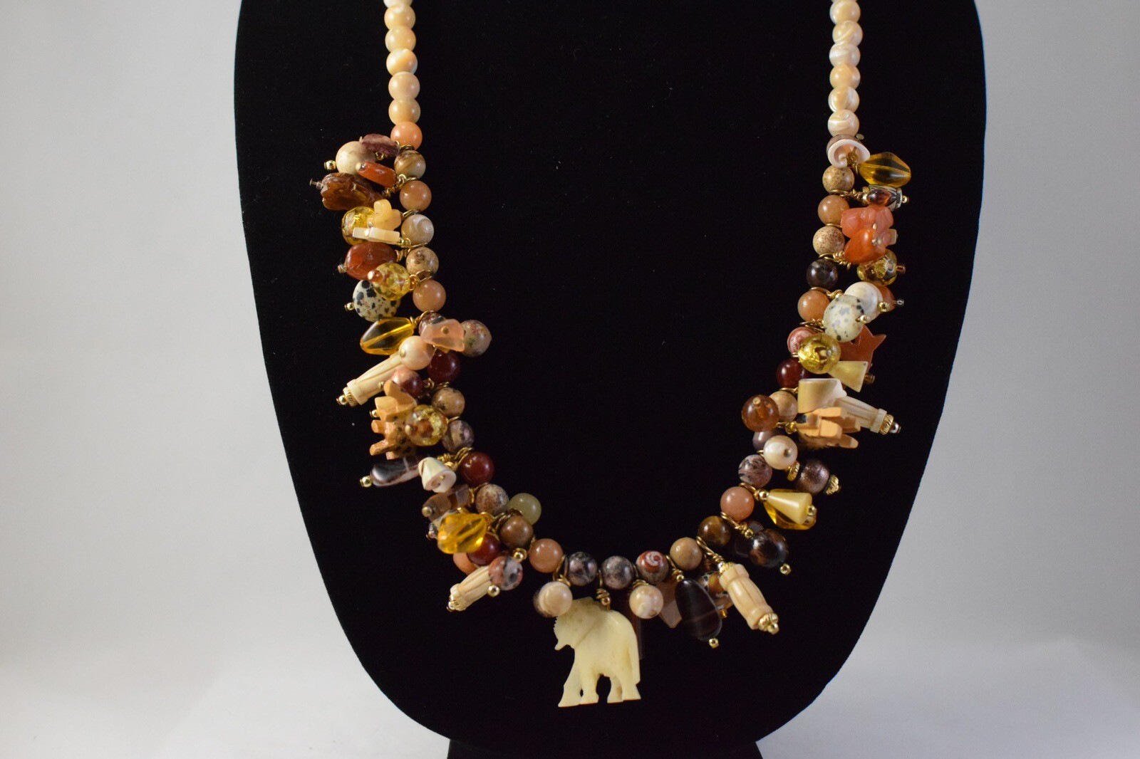 Unique Beaded Safari Theme Statement Necklace - J… - image 2
