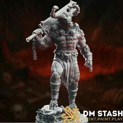 Infernal Minotaur Champion Mini | Beast with Sword and Chain Mini | By DM Stash