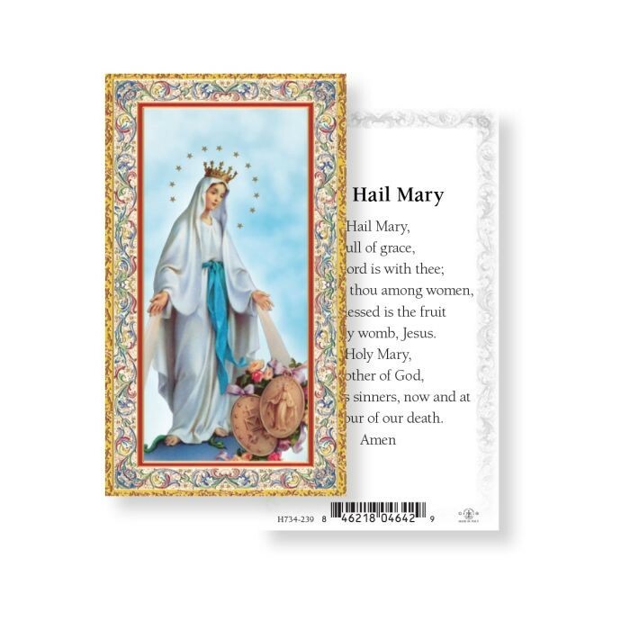 Hail Mary Prayer - gold trim - Paperstock Holy Card | eBay