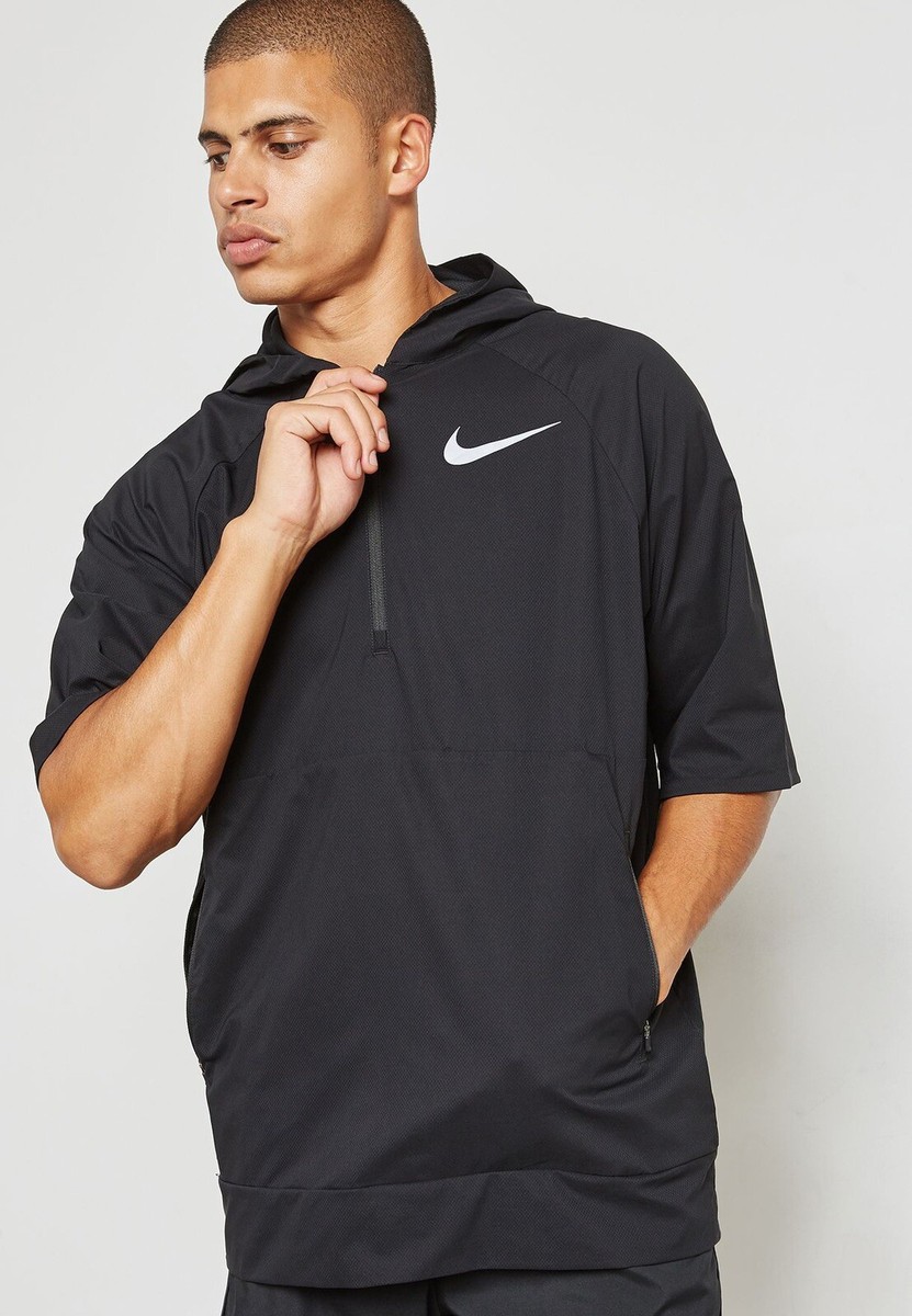 Men's Nike Flex Hoodie Pullover Packable Short Sleeve Black Men's Nike Flex Hoodie Pullover Packable Short Sleeve Black