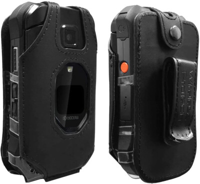  For Kyocera DuraXV Extreme and DuraXE Epic Leather Fitted Case Swivel Belt Clip