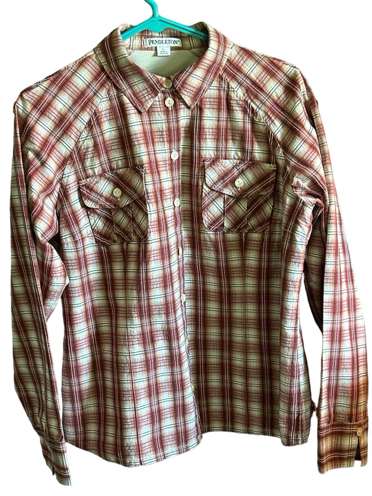 Pendleton Women’s  Rust Colored Plaid Button Down… - image 1