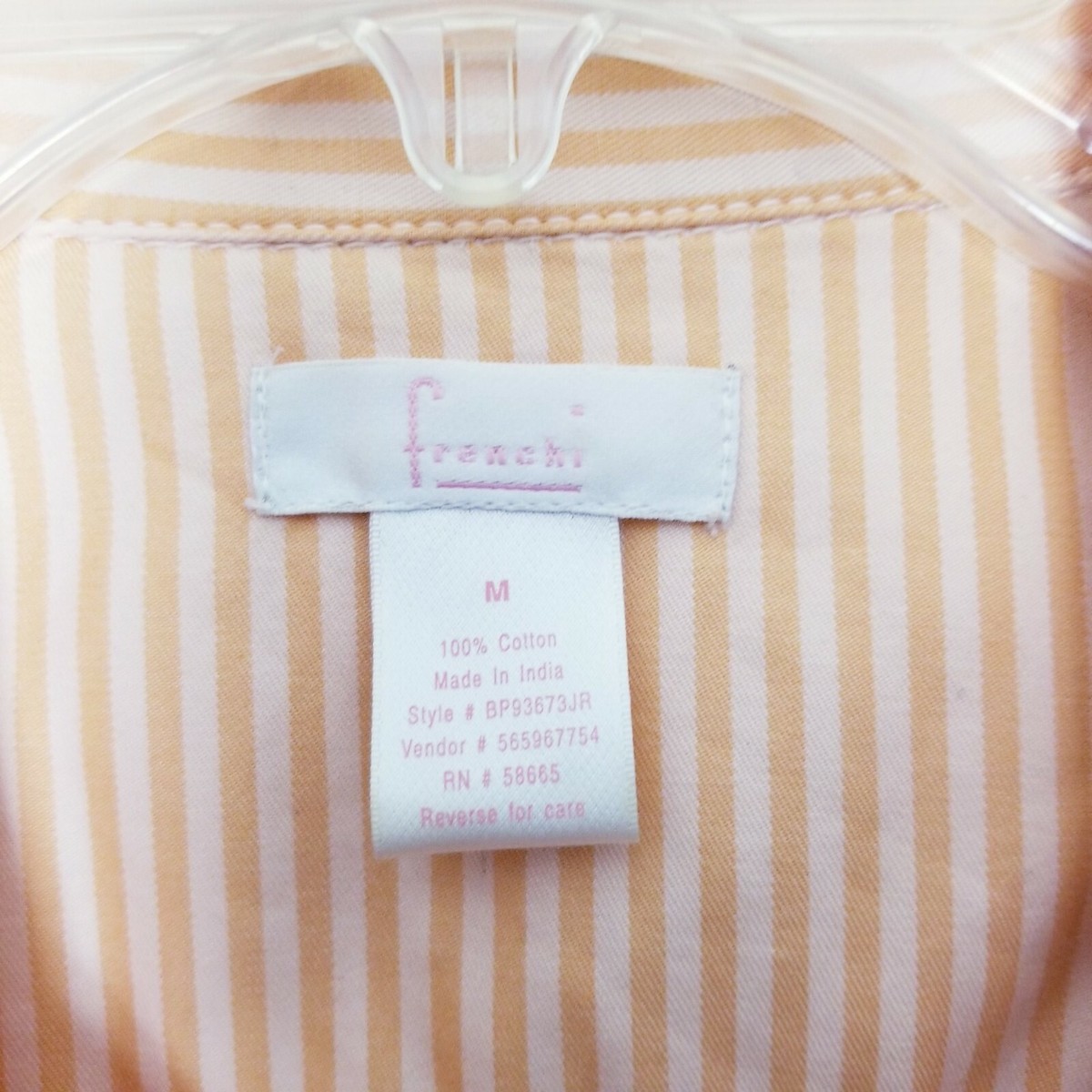 Frenchi Trench Coat Women Size Medium M Peach Belted Striped