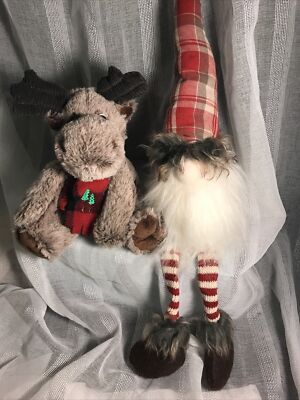 Christmas Plush (2) First & Main Marley Moose  & Gnome Soft Winter  Collectible
