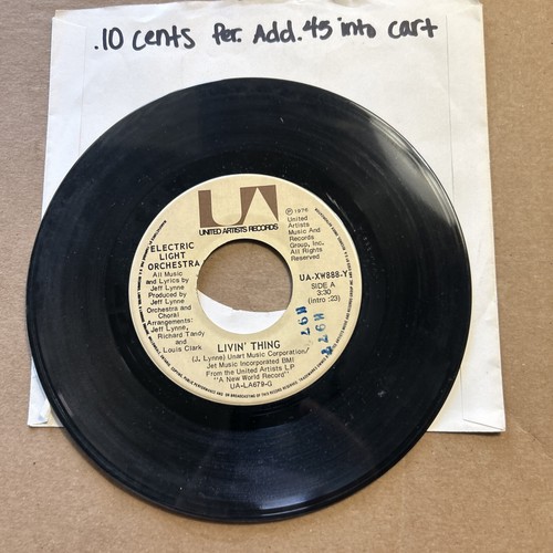 ELO Electric Light Orchestra Living Thing Livin/Ma Belle 1973 United Artist 45