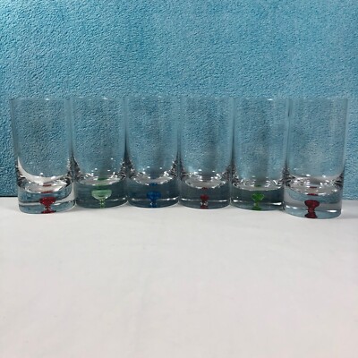 KROSNO Group Controlled Bubble Bottom Tall Glass Tumbler Set of 6 Multicolor