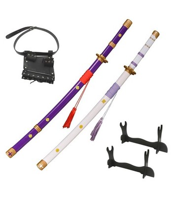 40'' Roronoa Zoro 2 Piece Bamboo Sword Set, Yama Enma, Display Stand, for Cosplay