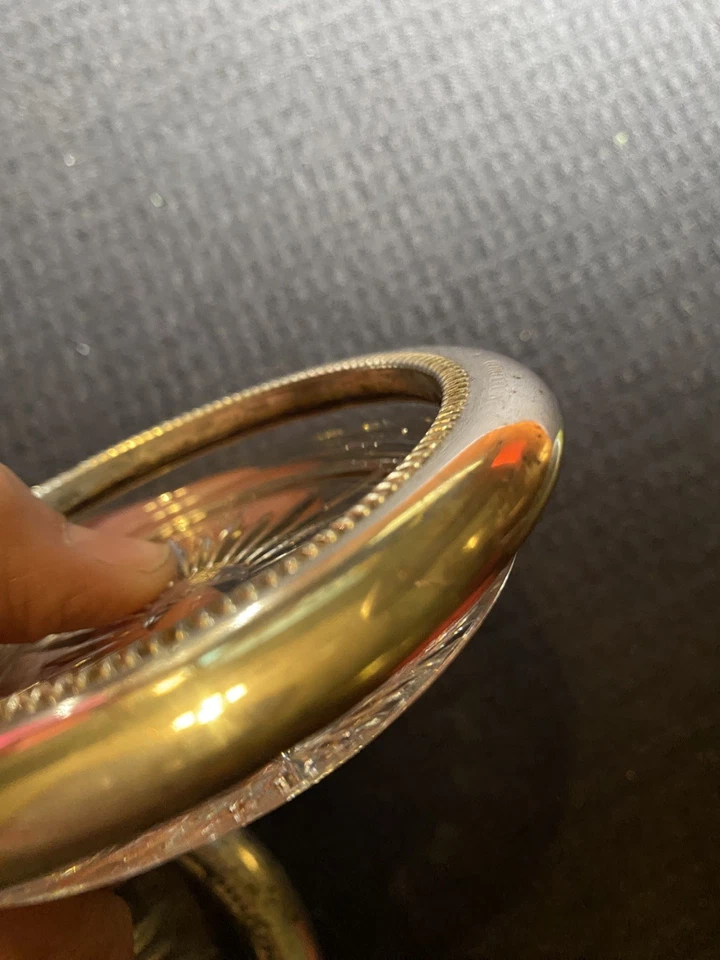 Posavasos de vidrio vintage Frank M. Whiting & Co 4 esterlinas y cortadas Foto 4 de 4