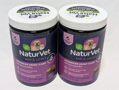 Two NaturVet Joint Health Advanced Joint Care For Dogs Cats 360 Chews EXP 07/28