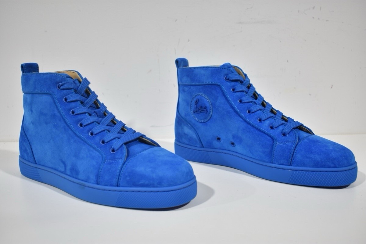 BNWT Christian Louboutin Louis Orlato Flat Blue Suede High Top 