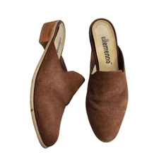 Ellemenno Womens Slip On Mules Size 8.5 Brown Leather Made in Brazil Heeled
