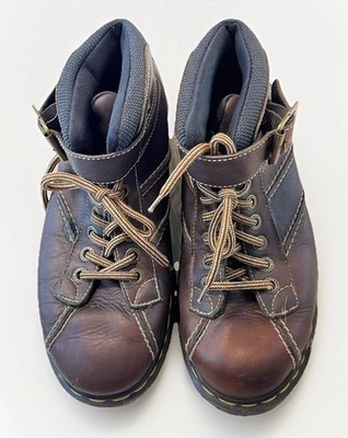 Dr Doc Martens Leather Boots Unisex Size 8 Style 9758 AW004 PC05C Brown Buckles