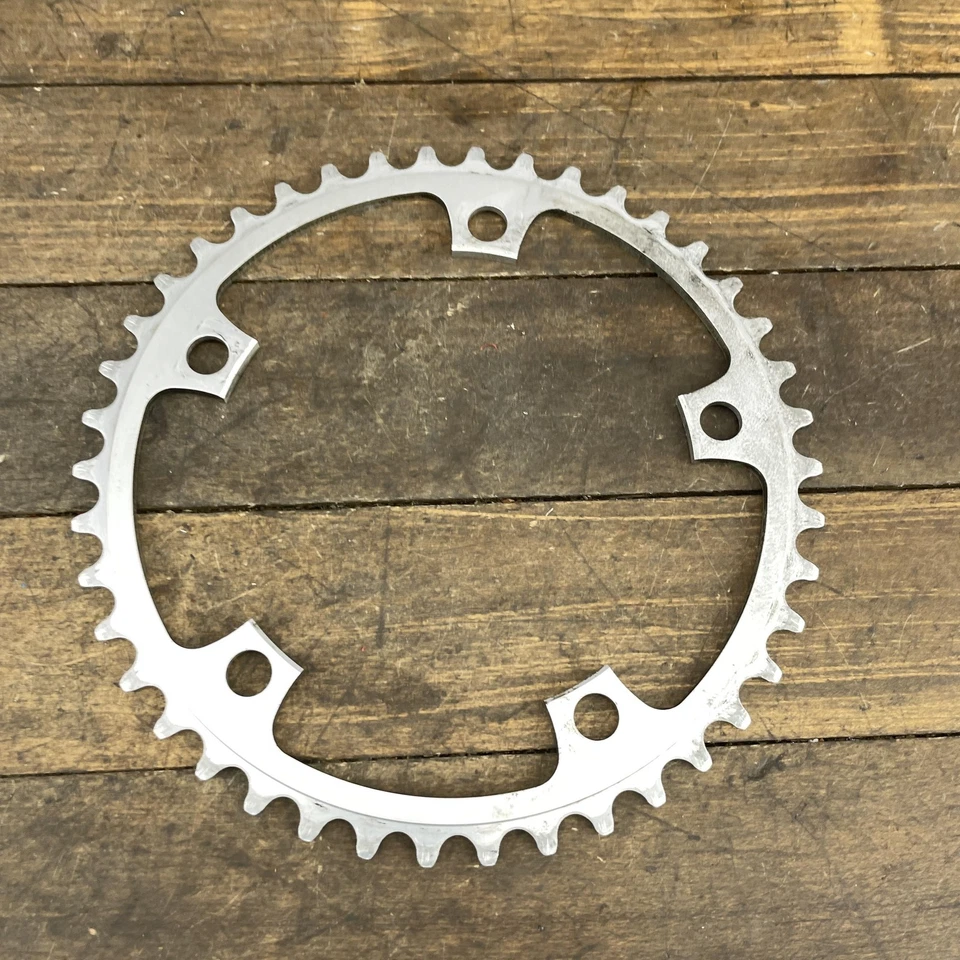 Vintage Suntour Chainring 42T 130mm BCD 5-Bolt Road Bike Silver Alloy Single - Image 3 of 4